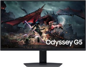 SAMSUNG Odyssey G5 G50D Gaming Monitor, 27" 2K QHD IPS Display, 180Hz Refresh Rate, 1ms (GtG) Response Time, AMD FreeSync Technology, 16.7m Display Color, Black