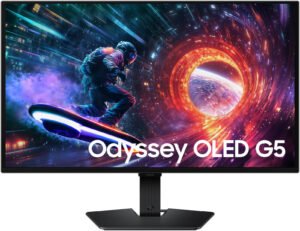 SAMSUNG Odyssey G5 G50SF Gaming Monitor, 27" QD-OLED Display, QHD Resolution, 180Hz Refresh Rate, 0.03 (GtG) Response Time, AMD FreeSync & G-Sync Compatible, Black