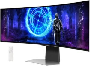 SAMSUNG Odyssey G95SD G9 Gaming Curved Smart Monitor, 49" OLED Display, DQHD Resolution, 240Hz Refresh Rate, 0.03 (GtG) Response Time, FreeSync Premium Pro & G-Sync, White