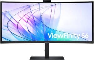SAMSUNG S65VC Webcam Business Monitor, 34" VA Ultra WQHD, 100Hz Refresh Rate, 5ms Response Time, 1000R Curvature, Adaptive Picture, 5MP, IR camera, Integrated Speakers, Black