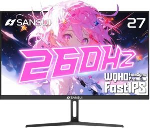 SANSUI F6 Gaming Monitor, 27" Fast IPS Display, WQHD Resolution, 260Hz Refresh Rate, 1ms (MPRT) Response Time, AMD FreeSync Premium Technology, Black