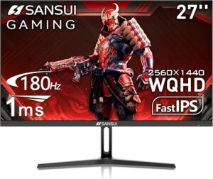 SANSUI GF2Q Gaming Monitor, 27" IPS Display, WQHD Resolution, 180Hz Refresh Rate, 1ms (OD) Response Time, Adaptive Sync Technology, HDR Support, Black