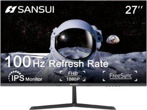 SANSUI X3AL Monitor, 27" IPS Display, FHD Resolution, 120Hz Refresh Rate, 5ms (OD) Response Time, 300Nits Brightness, AMD FreeSync Technology, Black