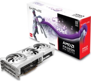 SAPPHIRE PURE AMD Radeon RX 9070 OC Graphics Card, 16GB GDDR6 256 Bit Memory, 2700 MHz Boost Clock, 20 Gbps Memory Speed, 3584 Stream Processors, PCI-Express 5.0 x16, White