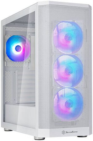 SilverStone FARA 514X Experience High Airflow, ATX Mid-Tower Chassis with Dual 360mm Radiator and Captivating ARGB Lighting, Fully Perforated Front Mesh Panel, White