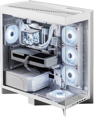 TRYX LUCA L70 Mid-tower E-ATX Computer Case, Up to 420mm Radiator & 10x Fan Support, Quick-Access Front Panel, 6000 Series Anodized Aluminum Frame, White