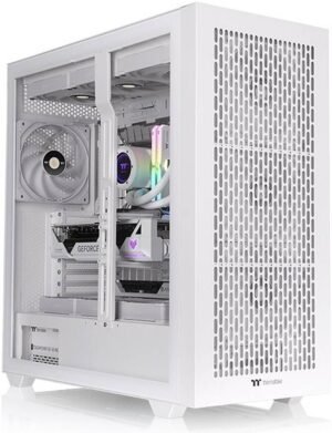 Thermaltake AX500 Full Tower PC Case, 4x 140mm CT140 Pre-Installed Fans, Up to 420mm Radiator & 14x Fan Support, Dust Filters, Steel & Tempered Glass Panels, SPCC Material, White