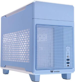 Thermaltake TR100 Mini-ITX Computer Case, up to Two 120mm / 140mm Top Fans, 360mm GPUs & 280mm AIO Liquid Cooler Support, Removable Dust Filters, Tool-Free Panels, Hydrangea Blue