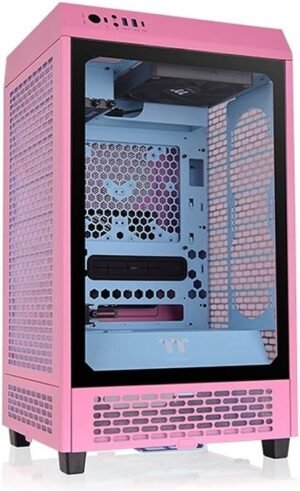Thermaltake The Tower 200 Bubble Pink Mini Computer Case, SPCC+Tempered Glass Material, Supports Up to 280mm Radiator, Up to 4 Fans Support, Removable Dust Filter, Bubble Pink