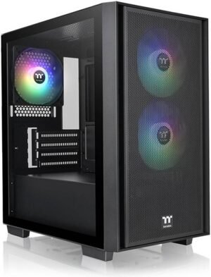 Thermaltake Versa H16 TG ARGB Micro Tower Chassis, 3x Hydraulic Bearing 120mm aRGB Pre-Installed Fan, Up to 280mm Radiator & 5x Fam Support, Mesh Front Panel, Black