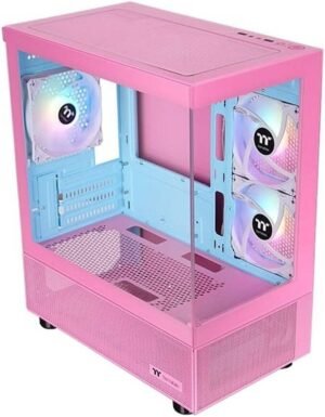 Thermaltake View 170 TG ARGB M-ATX Computer Case, 3x 120mm ARGB Lite Pre-Installed Fans, Up to 280mm Radiator & 7x Fan Support, USB 3.0 x2, HD Audio x1 Interfaces, Bubble Pink