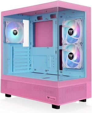 Thermaltake View 270 Plus TG ARGB Mid Tower PC Case, 3x 120mm ARGB Lite Pre-Installed Fans, Up to 360mm Radiator & 9x Fan Support, USB Type-C x1, USB 3.0 x2, HD Audio, Bubble Pink