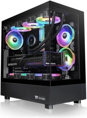 Thermaltake View 270 TG ARGB M-ATX PC Case, Tempered Glass Front and Left Panels, Supports up to 360mm Radiator, 1* CT140 ARGB Preinstalled Fan, USB Type-C x 1, USB 3.0 x 2, Black