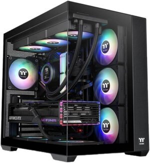 Thermaltake View 380 TG ARGB Mid Tower Computer Case, 4x 120mm ARGB Lite Pre-Installed Lite Fans, Up to 360mm Radiator & 10x Fan Support, USB-C x1, USB 3.0 x2, HD Audio x1, Black