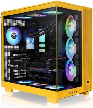 Thermaltake View 380 XL TG ARGB Mid Tower PC Case, 4x 120mm aRGB Lite Pre-Installed Fans, Up to 360mm Radiator & 10x Fan Support, USB Type-C x1, USB 3.0 x2, HD Audio, Bumblebee