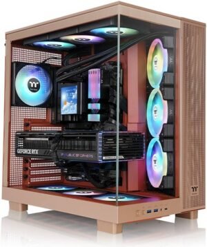 Thermaltake View 380 XL TG ARGB Mid Tower PC Case, 4x 120mm aRGB Lite Pre-Installed Fans, Up to 360mm Radiator & 10x Fan Support, USB Type-C x1, USB 3.0 x2, HD Audio, Gravel Sand