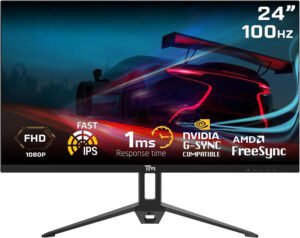Twisted Minds 24" FHD Gaming Monitor, IPS Panel Technology, 1920 x 1080 Full HD Resolution, 100Hz Refresh Rate, 1ms, Speaker, HDMI 1.4 / VGA / Audio / DC, Black