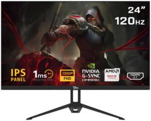 Twisted Minds Eco Series Gaming Monitor, 24" IPS Display, FHD Resolution, 120Hz Refresh Rate, 1ms (OD) Response Time, 16.7m Color Display, Built-In Speakers, Black