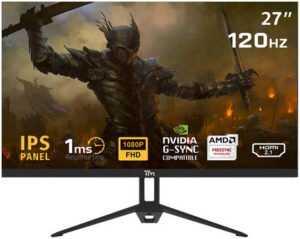 Twisted Minds Eco Series Gaming Monitor, 27" IPS Display, FHD Resolution, 120Hz Refresh Rate, 1ms (OD) Response Time, 16.7m Color Display, Built-In Speakers, Black