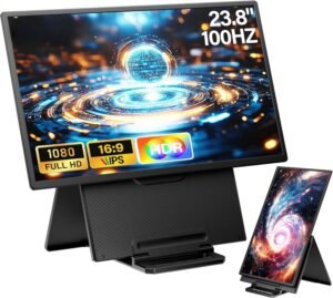 V2COM 15.6'' Portable Triple Monitor for Laptops, Ultra-Thin IPS Narrow border Screen Extender, Compatible with Mac, Windows & Chrome - Perfect for Multitasking, Fits Most Laptops