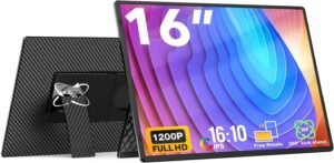 V2COM 16" 2.5K QHD Portable Monitor, Dual USB-C & USB-C with DP, Ultra-Slim, Landscape & Portrait Mode, Travel-Friendly External Screen for Laptop, Gaming, and Work