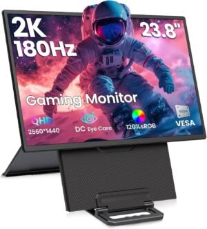 V2COM D1Q 23.8" 2.5K 180Hz Gaming Portable Monitor, IPS Laptop Screen Extender with HDR, 178° Wide View, USB-C HDMI Travel Display for Work, Study & PS5/Xbox/PC/Phone