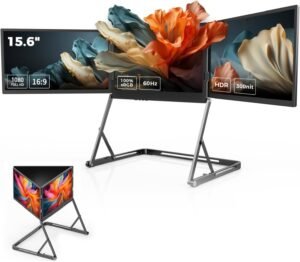 V2COM Q1 Quad Triple Laptop Monitor Extender 15.6" FHD 1080P IPS Portable Screen with HDR, 180° Rotation, Plug & Play, Compatible with Windows/macOS (M1/M2/M3)