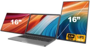 V2COM S7 Pro Portable Monitor, 16" 2K QHD IPS Display, 100% sRGB, USB-C & Mini HDMI, Dual Speakers, Ultra-Slim Detachable Design, Narrow Bezels, Black