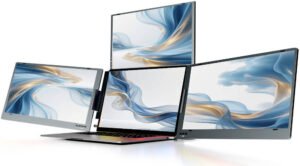 V2COM W3 15.6" Quad Screen Laptop Extender with Three External Displays, FHD 1080P IPS, 350 Nits, USB-C/USB-A, Portable Monitor for Business Multitasking