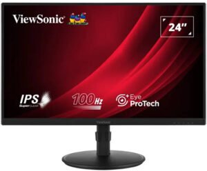 ViewSonic VG2408 Monitor, 24" IPS Display, FHD Resolution, 100Hz Refresh Rate, 5ms (GtG) Response Time, Anti-Glare, Hard Coating (3H), 16.7m Color Display, Black