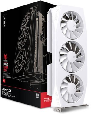 XFX Mercury AMD Radeon RX 9060 XT OC White Gaming Edition Graphics Card, 16GB GDDR6 128 Bit Memory, 3320MHz Boost Clock, 20Gbps Memory Speed, 2048 Stream Processors, PCI-E 5.0, White