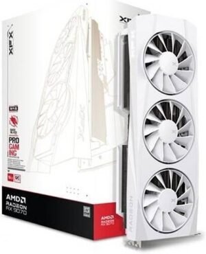 XFX Quicksilver AMD Radeon RX 9070 OC White Gaming Edition Graphics Card, 16GB GDDR6 256-Bit Memory, 2700 MHz Boost Clock, 4096 Stream Processors, 20 Gbps Memory Speed, PCI Express 5.0