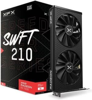 XFX SPEEDSTER SWFT 210 AMD Radeon RX 7600 Core Graphics Card, 8GB GDDR6 128bit Memory, 2655 MHz Boost Clock, 18Gbps Memory Clock, 2048 Steam Processors, PCI-E 4.0, ‍3* DP / 3* HDMI 2.1