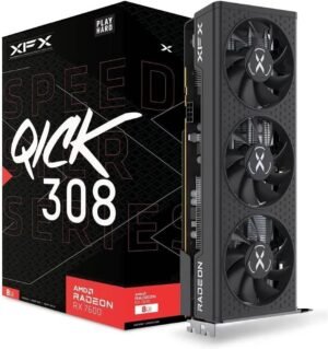 XFX Speedster QICK308 Radeon RX 7600 Black Graphics Card, 8GB GDDR6 128bit Memory, 2755 MHz Boost Clock, 18 Gbps Memory Clock, 2048 Steam Processors, PCI-E 4.0, 3‍*DP 2.1 / HDMI 2.1