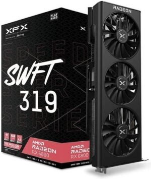 XFX Speedster SWFT 319 AMD Radeon™ RX 6800 CORE Gaming Graphics Card, 16GB GDDR6 256 Bit Memory, 2105 MHz Boost Clock, 16 Gbps Memory Clock, 3840 Stream Processors, Black