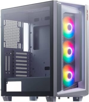 XPG Cruiser Super Mid-Tower Chassis, 3x 120mm aRGB Pre-Installed Fan, Up to 360mm Radiator & 6x Fan Support, 4mm Tempered Glass Side Panel, SPCC Materials, White
