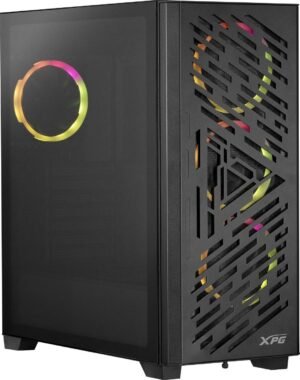 XPG Lander 501 aRGB Mid-Tower Chassis, 4x 120mm Pre-Installed Fan, Up to 360mm Radiator & 7x Fan Support, 400mm GPU Length Support, Tempered Glass Side Panel, Black