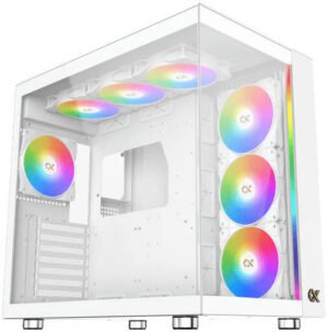 Xigmatek Aqua Ultra Air Arctic E-ATX Computer Case, 1x Z22A Arctic + 6x Z22A Arctic Reverse Pre-Installed Fans, 360mm Radiator Support, 7 Expansion Slots, Tempered Glass Panel, White