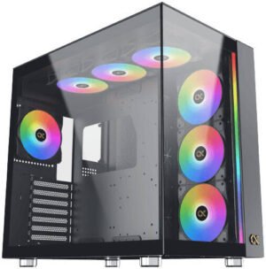 Xigmatek Aqua Ultra Air E-ATX Computer Case,1x Z22A + 6x Z22A Reverse Pre-Installed Fans, 360mm Radiator Support, 7 Expansion Slots, Tempered Glass Panel, Black