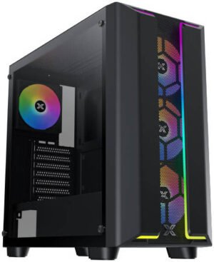 Xigmatek Gaming Y Pro E-ATX Computer Case, 4x S20A Arctic Pre-Installed Fans, 360mm Radiator Support, 7 Expansion Slots, Meshed Grill Front Panel, Black