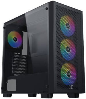 Xigmatek Gaming Z Pro E-ATX Computer Case, 4x Z20A Pre-Installed Fans, 360mm Radiator Support, 7 Expansion Slot, Mesh Front Panel, Tempered Glass Side Window, Black