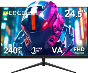 Z-EDGE UG25I Gaming Monitor, 25" VA Display, FHD Resolution, 240Hz Refresh Rate, 1ms (MPRT) Response Time, AdaptiveSync Technology, Black