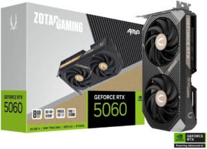 ZOTAC GAMING GeForce RTX 5060 AMP Graphics Card, 8GB GDDR7 128-Bit Memory, 2550MHz Engine Clock, 28 Gbps Memory Clock, 3840 CUDA Cores, PCI Express 5.0 x8