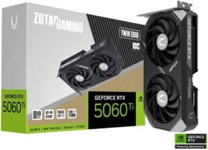 ZOTAC GAMING GeForce RTX 5060 Ti Twin Edge OC Graphics Card, 8GB GDDR7 128-Bit Memory, 2602 MHz Engine Clock, 28 Gbps Memory Clock, 4608 CUDA Cores, PCI Express 5.0 x8
