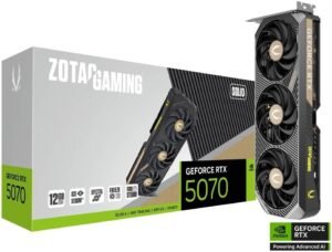 ZOTAC GAMING GeForce RTX 5070 SOLID Graphics Card, 12GB GDDR7 192-Bit Memory, 2512MHz Engine Clock, 28 Gbps Memory Clock, 6144 CUDA Cores, PCI Express 5.0 x16