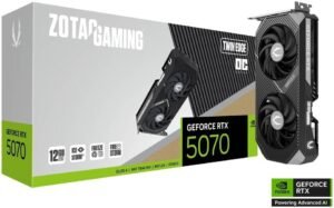 ZOTAC GAMING GeForce RTX 5070 Twin Edge OC Graphics Card, 12GB GDDR7 192-Bit Memory, 2542 MHz Engine Clock, 28 Gbps Memory Clock, 6144 CUDA Cores, PCI Express 5.0 x16