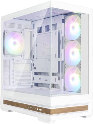 Zalman P40 Namu ATX Mid-Tower Computer Case, 4x 120mm Pre-Installed Fan, Up to 360mm Radiator & 10x 120mm Fan Support, Steel, Plastic, Tempered Glass, White