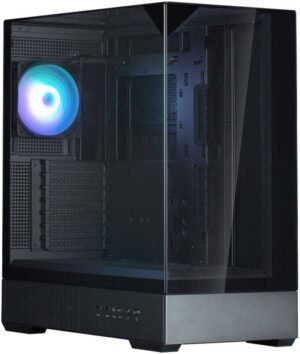Zalman P40 Prism ATX Mid-Tower Computer Case, 1x ZM-AF120 aRGB Pre-Install Fan, Up to 360mm Radiator & 9x 120mm Fan Support, Steel, Plastic, Tempered Glass, Black