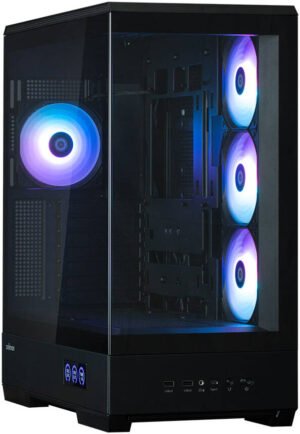 Zalman P50 DS ATX Mid-Tower Computer Case, 4x 120mm Pre-Install Fan, Up to 360mm Radiator & 10x 120mm Fan Support, Steel, Plastic, Tempered Glass, Black