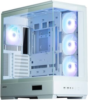 Zalman P50 DS ATX Mid-Tower Computer Case, 4x 120mm Pre-Install Fan, Up to 360mm Radiator & 10x 120mm Fan Support, Steel, Plastic, Tempered Glass, White